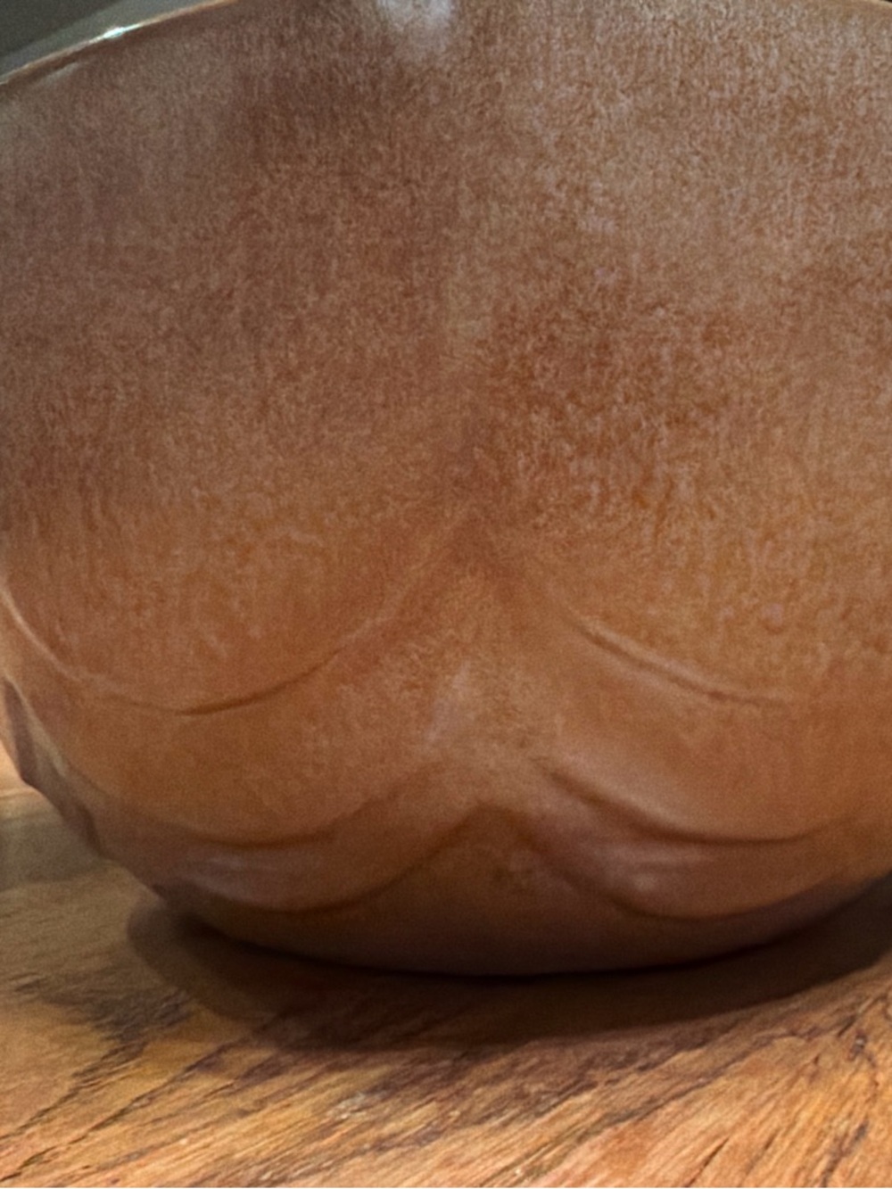 Frankoma Pottery Glazed Brown Ceramic Salad, Serving, or mixing Bowl. Fancy.